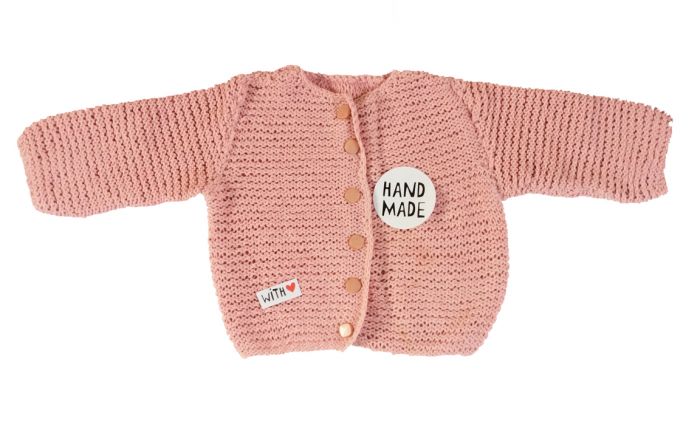 Vest baby gebreid roze maat 68-74 babyvestje vest baby 4-9 maanden - Retro Baby Shop